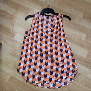Ro&De Sleeveless Orange Purple White Pattern Top